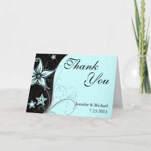 Elegant Blue Beach Destination Themed Thank You Dankeskarte