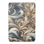 Elegant Blue Beige Baroque Swirl Pattern Badematte (Vorderseite Vertikal)