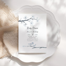 Elegant Blue Bird und Cherry Blossom Babydusche