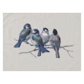 Elegant Blue Birds auf einer Zweigstelle Tischdecke (Vorderseite (Horizontal))