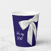 Elegant Blue Birthday Paper Cups mit Bow Pappbecher (Rückseite)