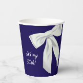 Elegant Blue Birthday Paper Cups mit Bow Pappbecher (Vorderseite)