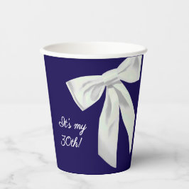 Elegant Blue Birthday Paper Cups mit Bow Pappbecher