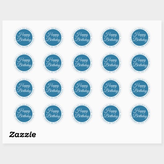 Elegant Blue Birthday Sticker (Blatt)