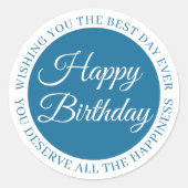 Elegant Blue Birthday Sticker (Vorderseite)