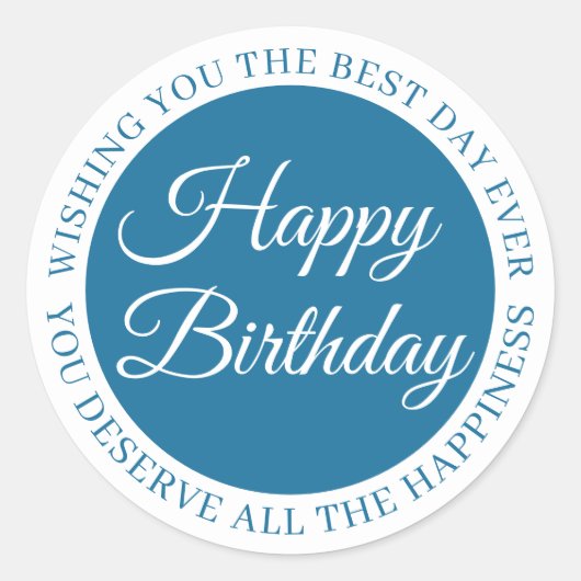 Elegant Blue Birthday Sticker (Vorderseite)