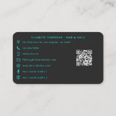 Elegant Blue Black Nail Salon Branding Design Visitenkarte (Rückseite)