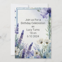 Elegant Blue Blooms Birthday Save The Date