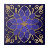 Elegant Blue Blume Azulejo Fliese (Vorderseite)