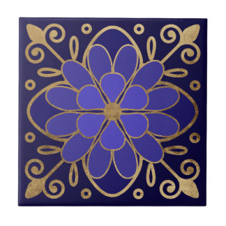 Elegant Blue Blume Azulejo Fliese
