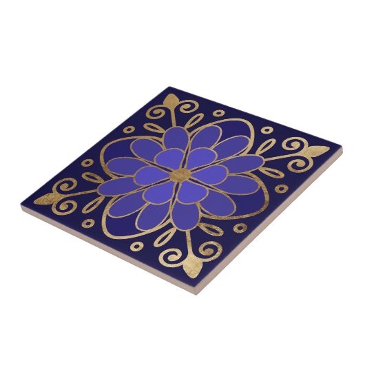 Elegant Blue Blume Azulejo Fliese (Seite)