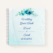 Elegant Blue Blume Custom Wedding Guest Notizblock (Vorderseite)