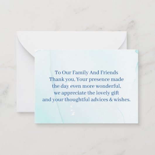 Elegant Blue Blume individuelle Hochzeit Vielen Da Mitteilungskarte (Rückseite)