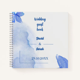 Elegant Blue Blume Personalisiert Wedding Guest Notizblock