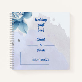 Elegant Blue Blume Personalisiert Wedding Guest Notizblock