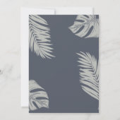 Elegant Blue Boho Blätter Cross Baptisse Einladung (Rückseite)