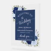 Elegant Blue Boho Chic Roses Wedding Welcome Acrylschild (Winkel)