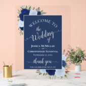 Elegant Blue Boho Chic Roses Wedding Welcome Acrylschild (Hochzeit)
