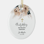 Elegant Blue Boho Floral Keramik Ornament (Rechts)