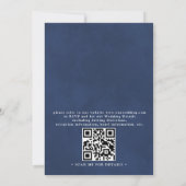 Elegant Blue Boho Roses Modern QR Code Wedding Einladung (Rückseite)