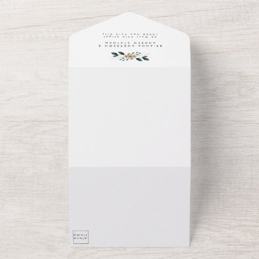 Elegant Blue Botanical All In One Einladung (Außenbereich)