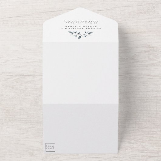 Elegant Blue Botanical All in One Wedite Einladung (Außenbereich)