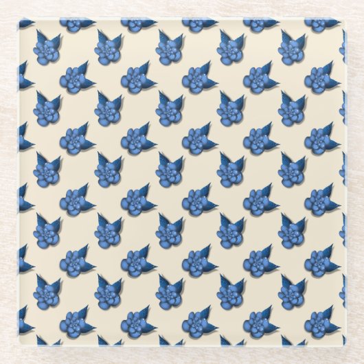 Elegant Blue Botanical Floral Pattern Notebook Vin Glasuntersetzer (Vorderseite)