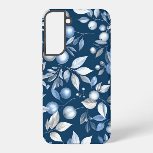 Elegant Blue Botanical Floral Pattern Samsung Galaxy Hülle (Rückseite)