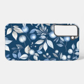 Elegant Blue Botanical Floral Pattern Samsung Galaxy Hülle (Rückseite (Horizontal))