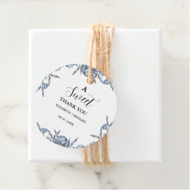 Elegant Blue Botanical Sweet Danke Party Geschenkanhänger