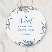 Elegant Blue Botanical Sweet Danke Party Geschenkanhänger (Vorderseite)