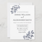 Elegant Blue Botanical Wedding Einladung (Vorderseite)