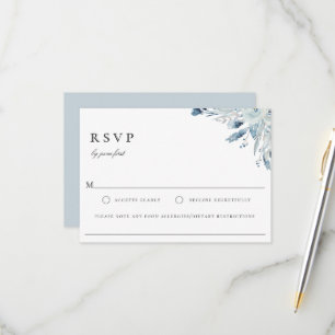 Elegant Blue Botanical Wedding Food Allergie UAWG RSVP Karte