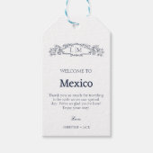 Elegant Blue botanisches Wappen Monogramm Hochzeit Geschenkanhänger (Vorderseite)