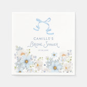 Elegant Blue Bow and Floral Bridal Shower Serviette (Vorderseite)