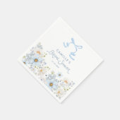 Elegant Blue Bow and Floral Bridal Shower Serviette (Ecke)