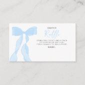Elegant Blue Bow Baby Shower Diaper Raffle Ticket Begleitkarte (Vorderseite)