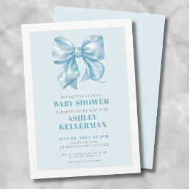 Elegant Blue Bow Baby Shower Einladung