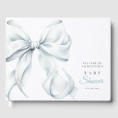 Elegant Blue Bow Baby Shower Gästebuch (Vorderseite)