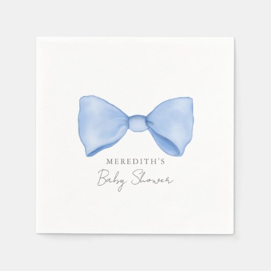 Elegant Blue Bow Baby Shower Serviette (Vorderseite)