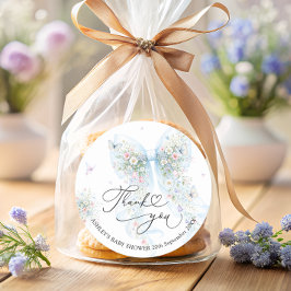 Elegant Blue Bow Baby Shower Thank You  Runder Aufkleber