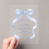 Elegant Blue Bow Baptisse Acryleinladungen (Insitu (Handheld))