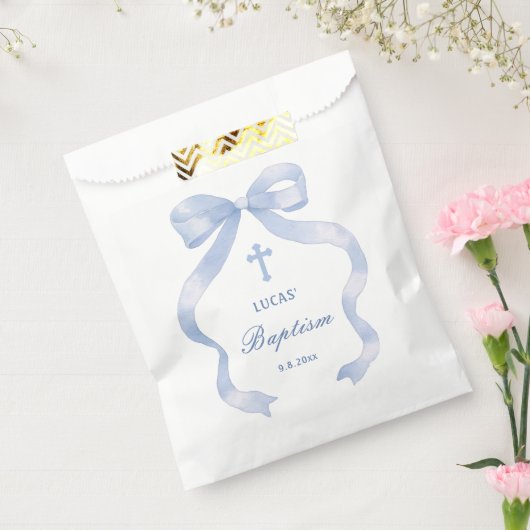 Elegant Blue Bow Baptisse Geschenktütchen (Versiegelt)