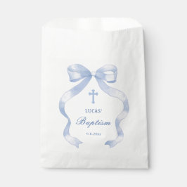 Elegant Blue Bow Baptisse Geschenktütchen