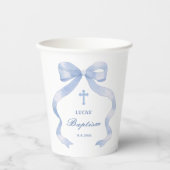 Elegant Blue Bow Baptisse Pappbecher (Vorderseite)