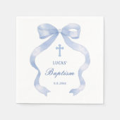 Elegant Blue Bow Baptisse Serviette (Vorderseite)
