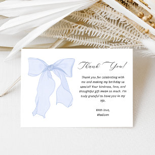 Elegant Blue Bow Birthday Dankeskarte