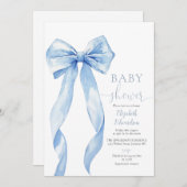 Elegant Blue Bow Boy Baby Shower Einladung (Vorne/Hinten)