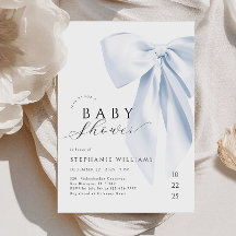 Elegant Blue Bow Boy Baby Shower