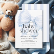 Elegant Blue Bow Boy Baby Shower